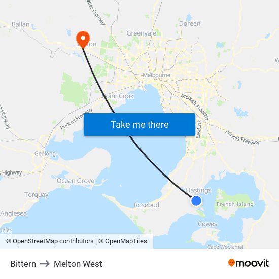 Bittern to Melton West map