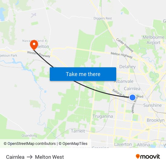 Cairnlea to Melton West map