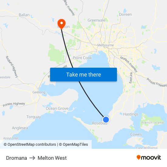 Dromana to Melton West map