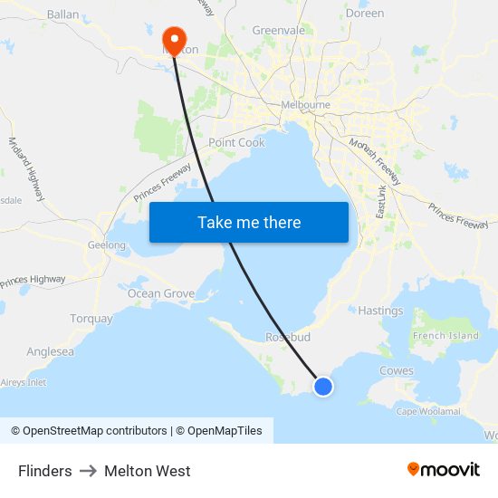 Flinders to Melton West map