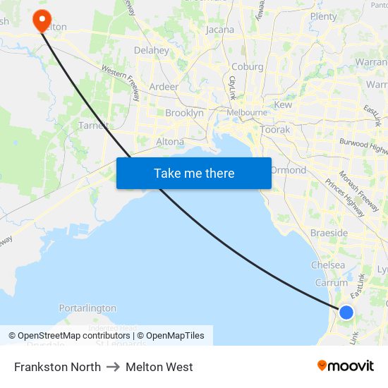 Frankston North to Melton West map