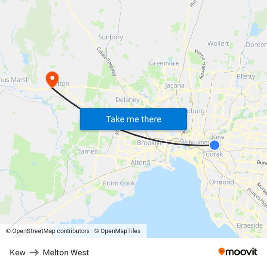 Kew to Melton West map