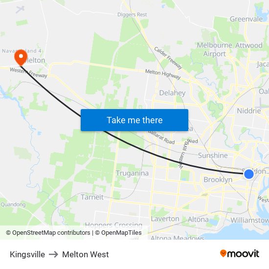 Kingsville to Melton West map