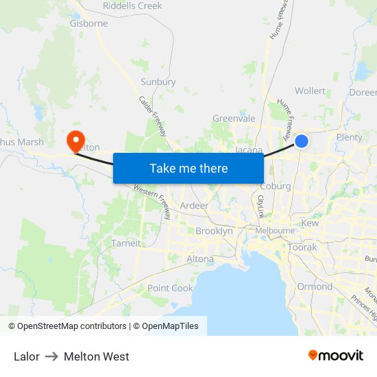 Lalor to Melton West map