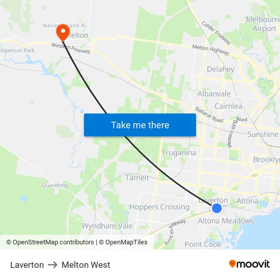 Laverton to Melton West map