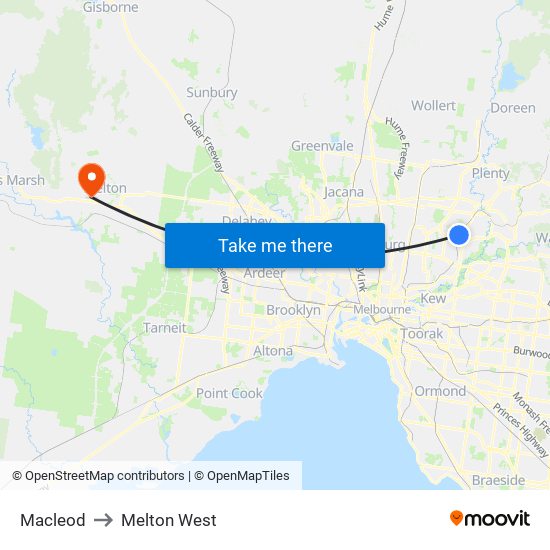 Macleod to Melton West map