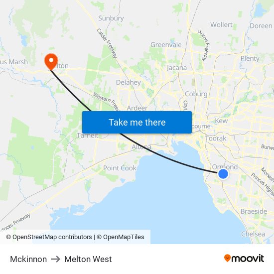 Mckinnon to Melton West map