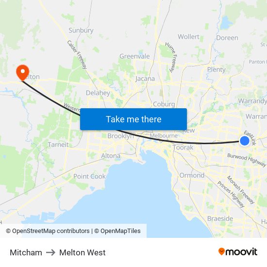 Mitcham to Melton West map