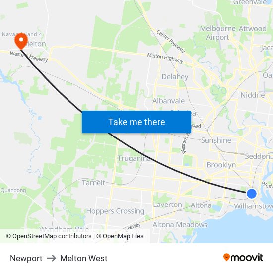 Newport to Melton West map