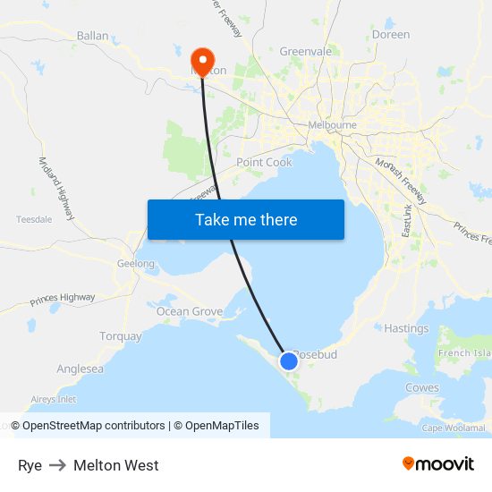 Rye to Melton West map