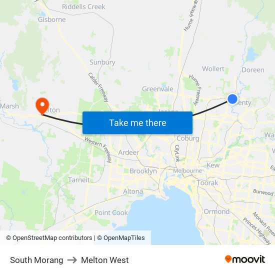 South Morang to Melton West map