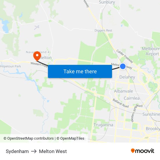 Sydenham to Melton West map