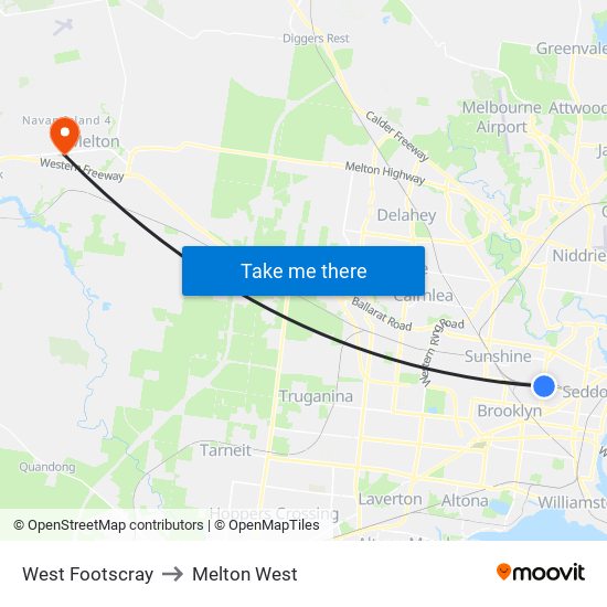 West Footscray to Melton West map