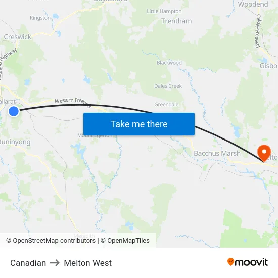 Canadian to Melton West map