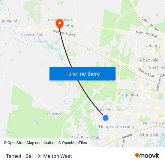 Tarneit - Bal to Melton West map