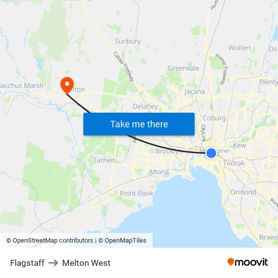 Flagstaff to Melton West map