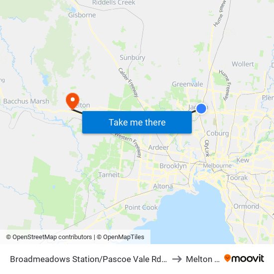 Broadmeadows Station/Pascoe Vale Rd (Broadmeadows) to Melton West map