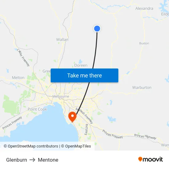 Glenburn to Mentone map