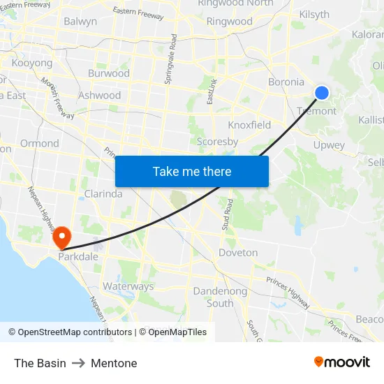 The Basin to Mentone map