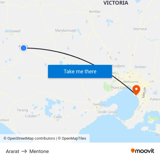 Ararat to Mentone map