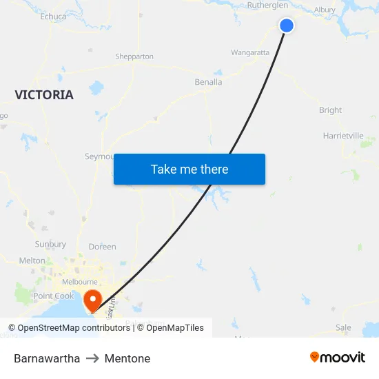 Barnawartha to Mentone map