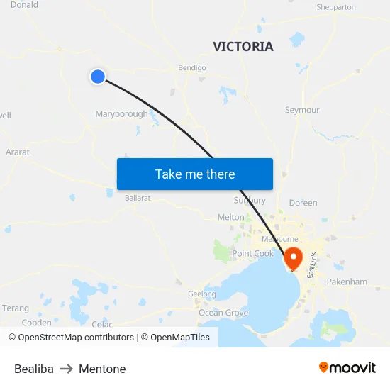 Bealiba to Mentone map