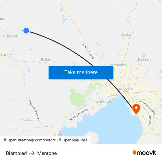 Blampied to Mentone map