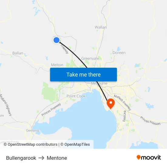 Bullengarook to Mentone map