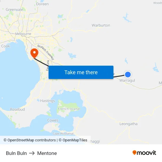 Buln Buln to Mentone map