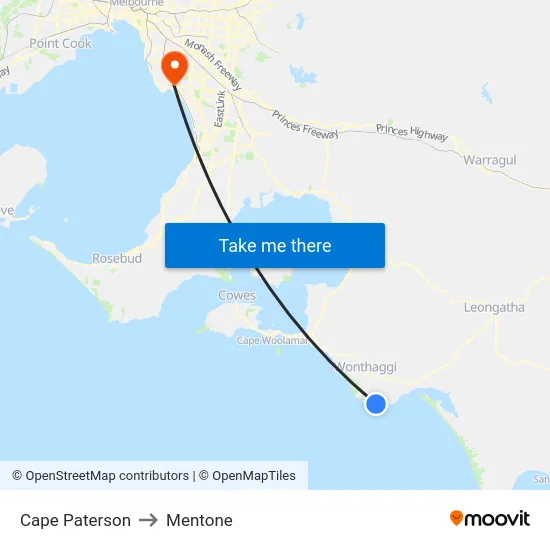 Cape Paterson to Mentone map