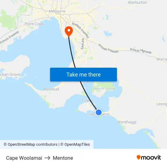 Cape Woolamai to Mentone map