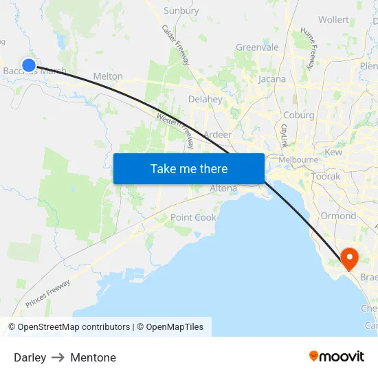 Darley to Mentone map