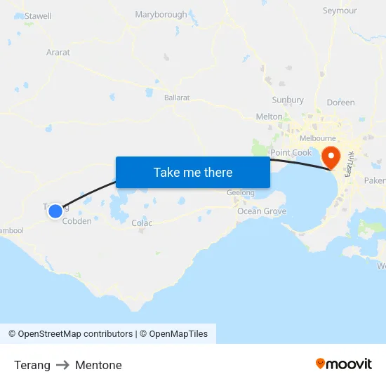 Terang to Mentone map