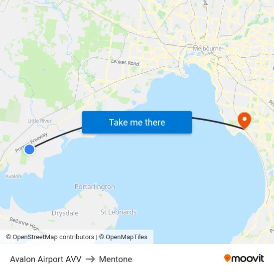 Avalon Airport AVV to Mentone map