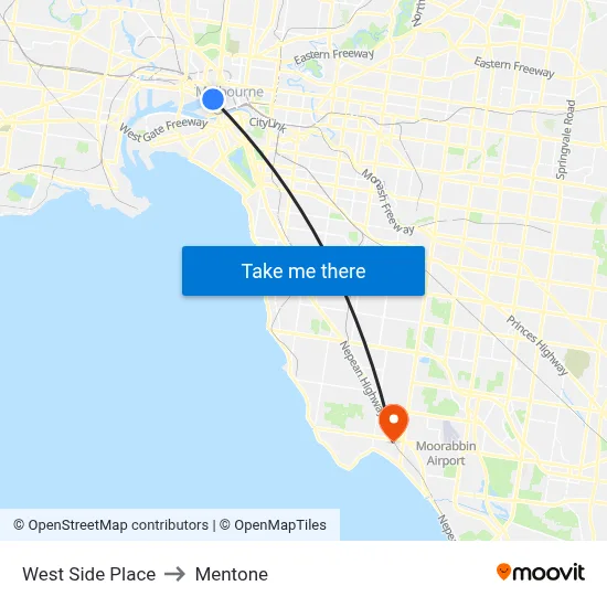 West Side Place to Mentone map