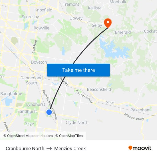 Cranbourne North to Menzies Creek map