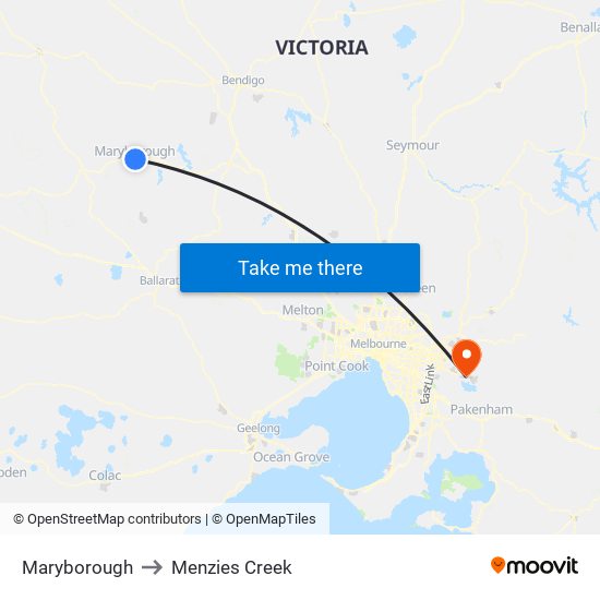 Maryborough to Menzies Creek map