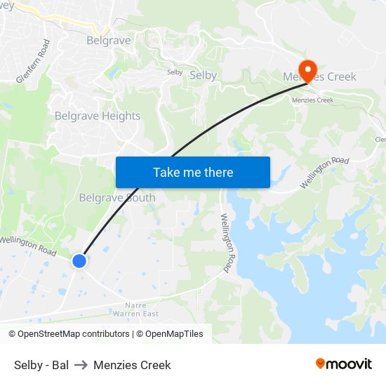 Selby - Bal to Menzies Creek map