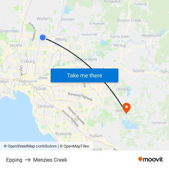 Epping to Menzies Creek map