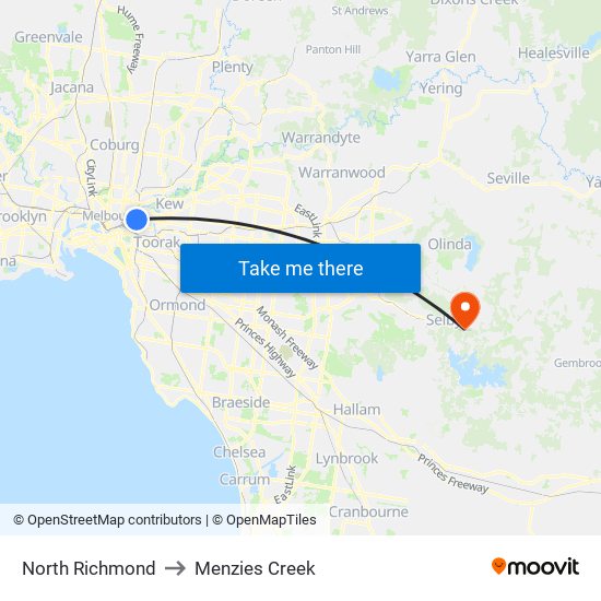 North Richmond to Menzies Creek map