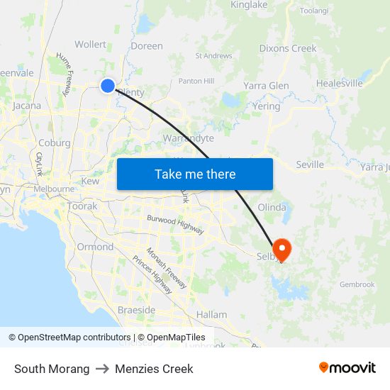 South Morang to Menzies Creek map