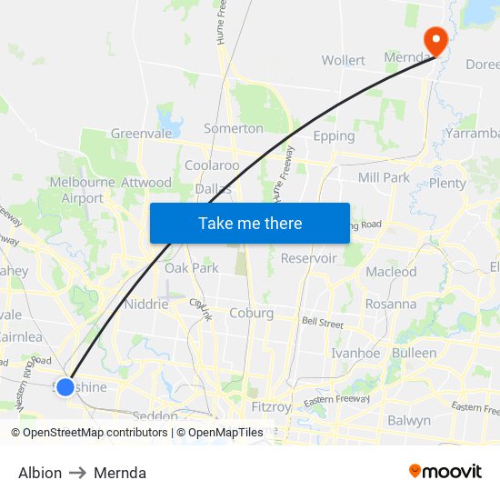 Albion to Mernda map