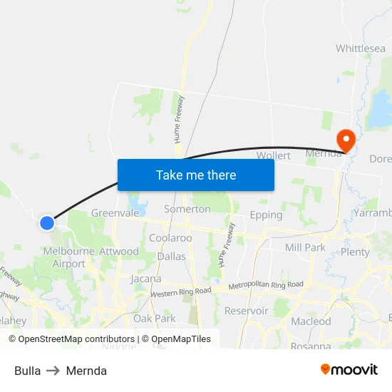 Bulla to Mernda map