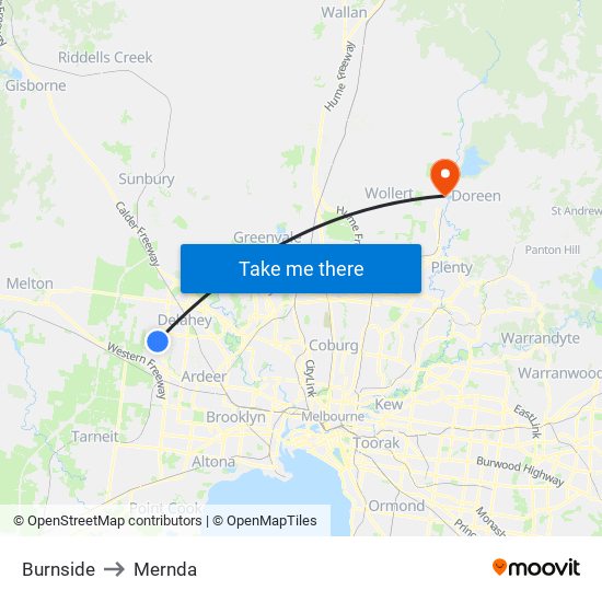 Burnside to Mernda map