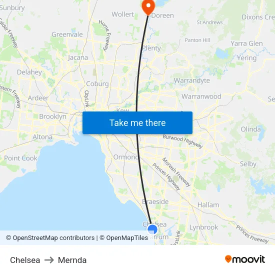 Chelsea to Mernda map