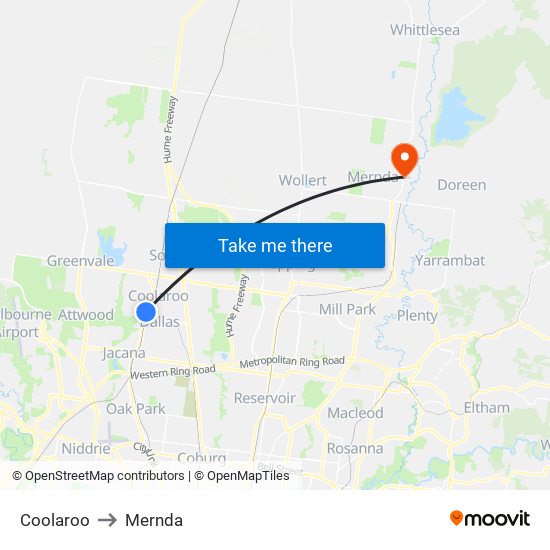 Coolaroo to Mernda map