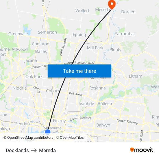 Docklands to Mernda map