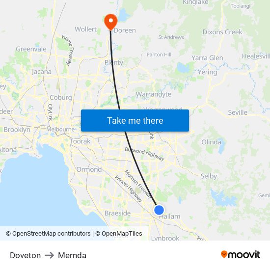 Doveton to Mernda map