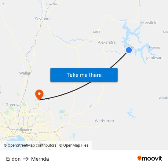 Eildon to Mernda map