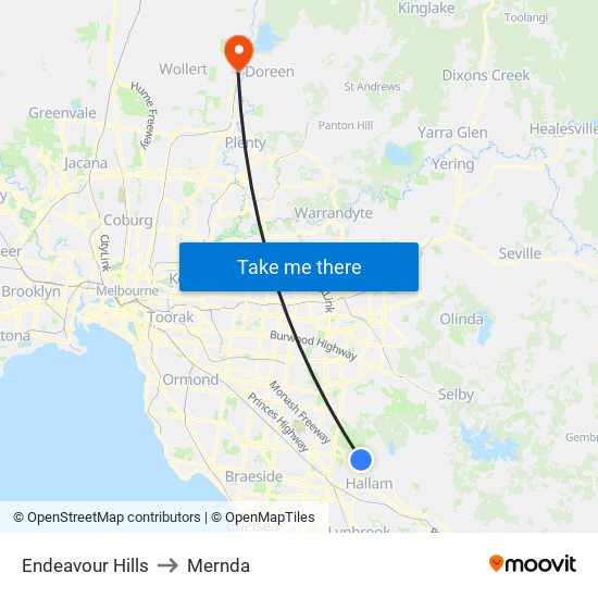 Endeavour Hills to Mernda map